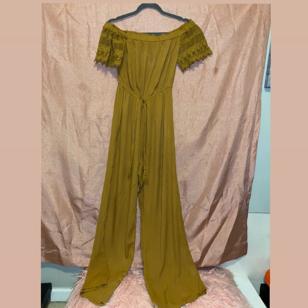 Blush Mustard Yellow Off The Short  Jumpsuit